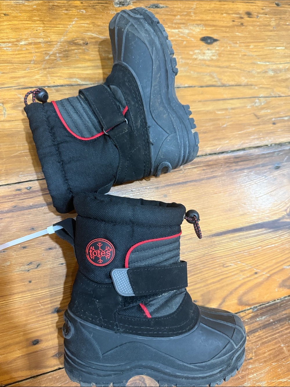 totes Kids Black Winter Rain & Snow Boots with Red Accent Size 10 - Picture 8 of 9